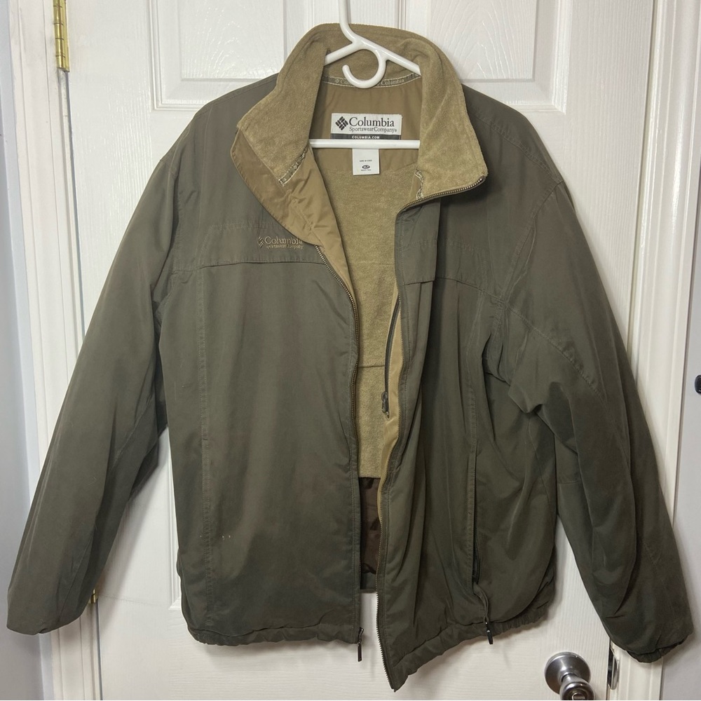 Columbia Men’s Green Fleece Lined Winter Zip up Jacket Size : XLT
